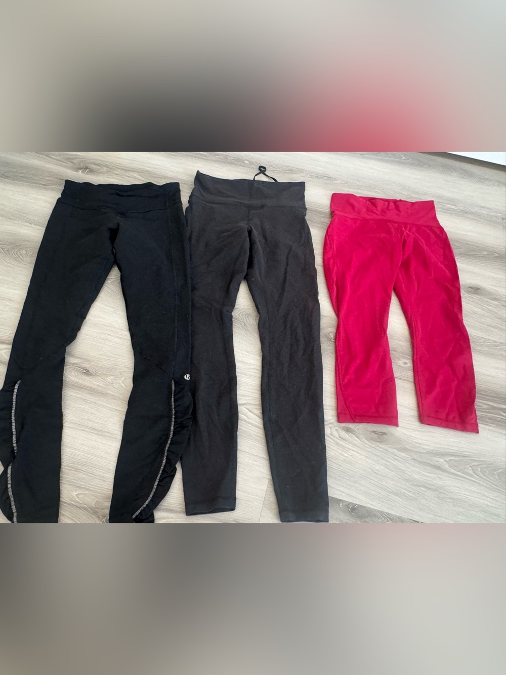 lululemon athletica Leggings Trio - 2 Black and 1 Pink size ~6-8